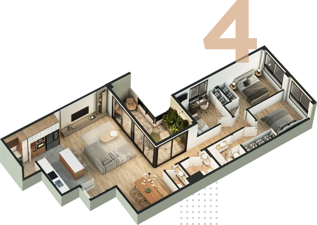 planta 4 ambientes